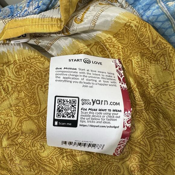 Darn Good Yarn Reversible Sari Silk Wrap Skirt Boho Festival Maxi One Size - Picture 8 of 9